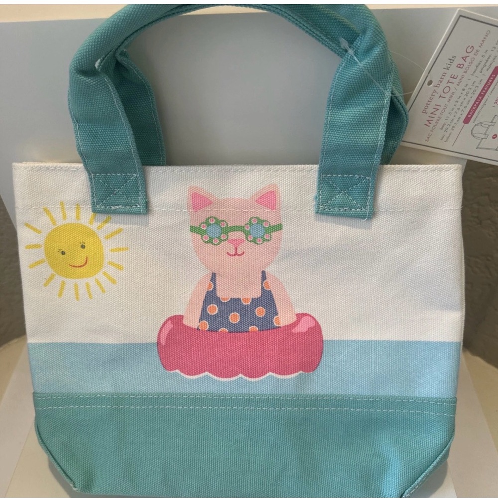Pottery Barn Mini Tote Bag Cat In Pool Float - Picture 8 of 9